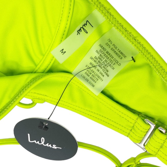 NWT Lulus Beach Vibes Lime Green Underwire Bikini Top Size M - Picture 5 of 8